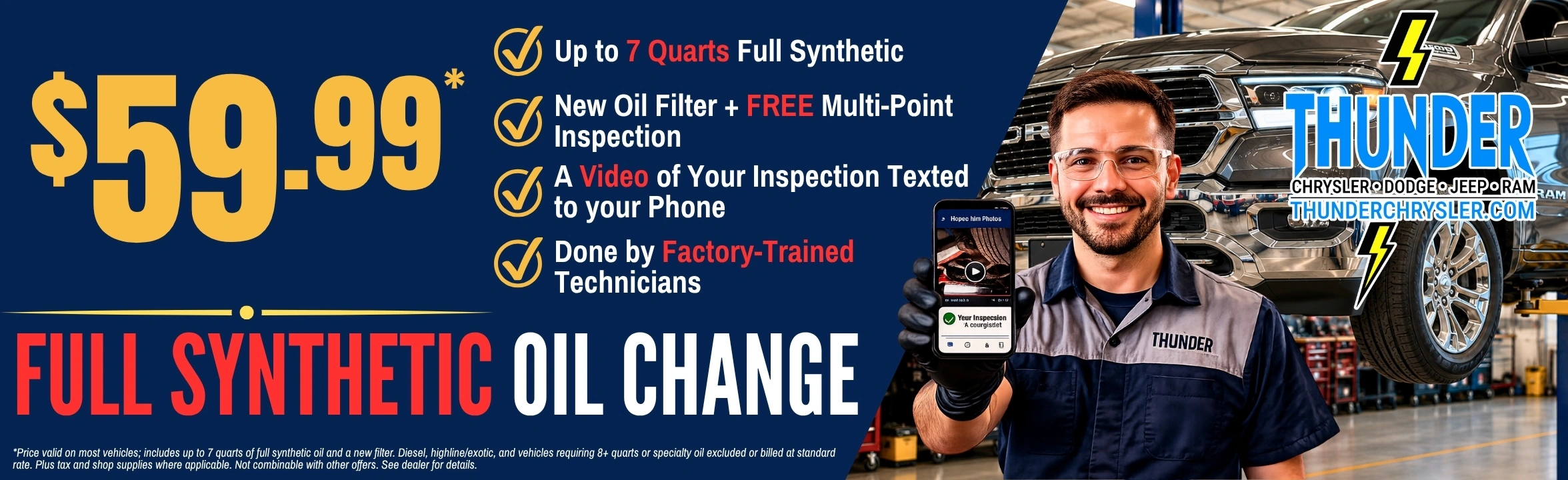 $59.99 Full Synthetic Oil Change